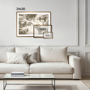 Daniel In The Lions Den - Framed Glass Print
