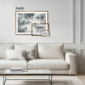 Daniel In The Lions Den - Framed Glass Print